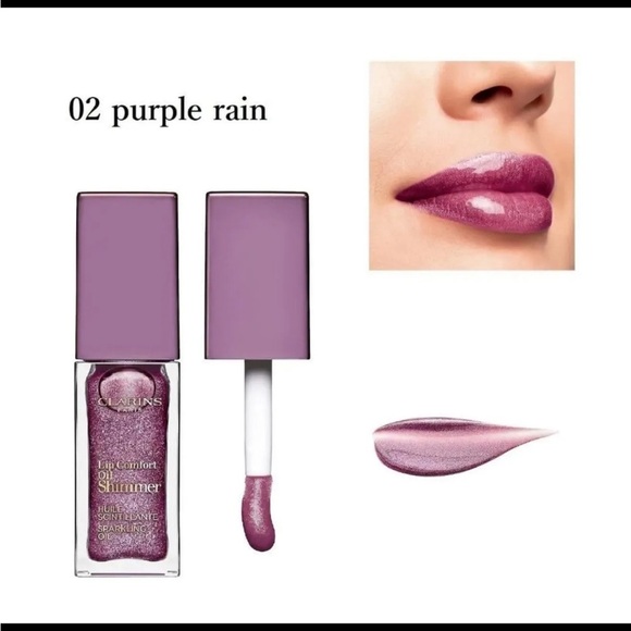 Clarins NIB -02 Purple Rain- Lip Comfort Oil Shimmer 2 oz - Picture 2 of 2